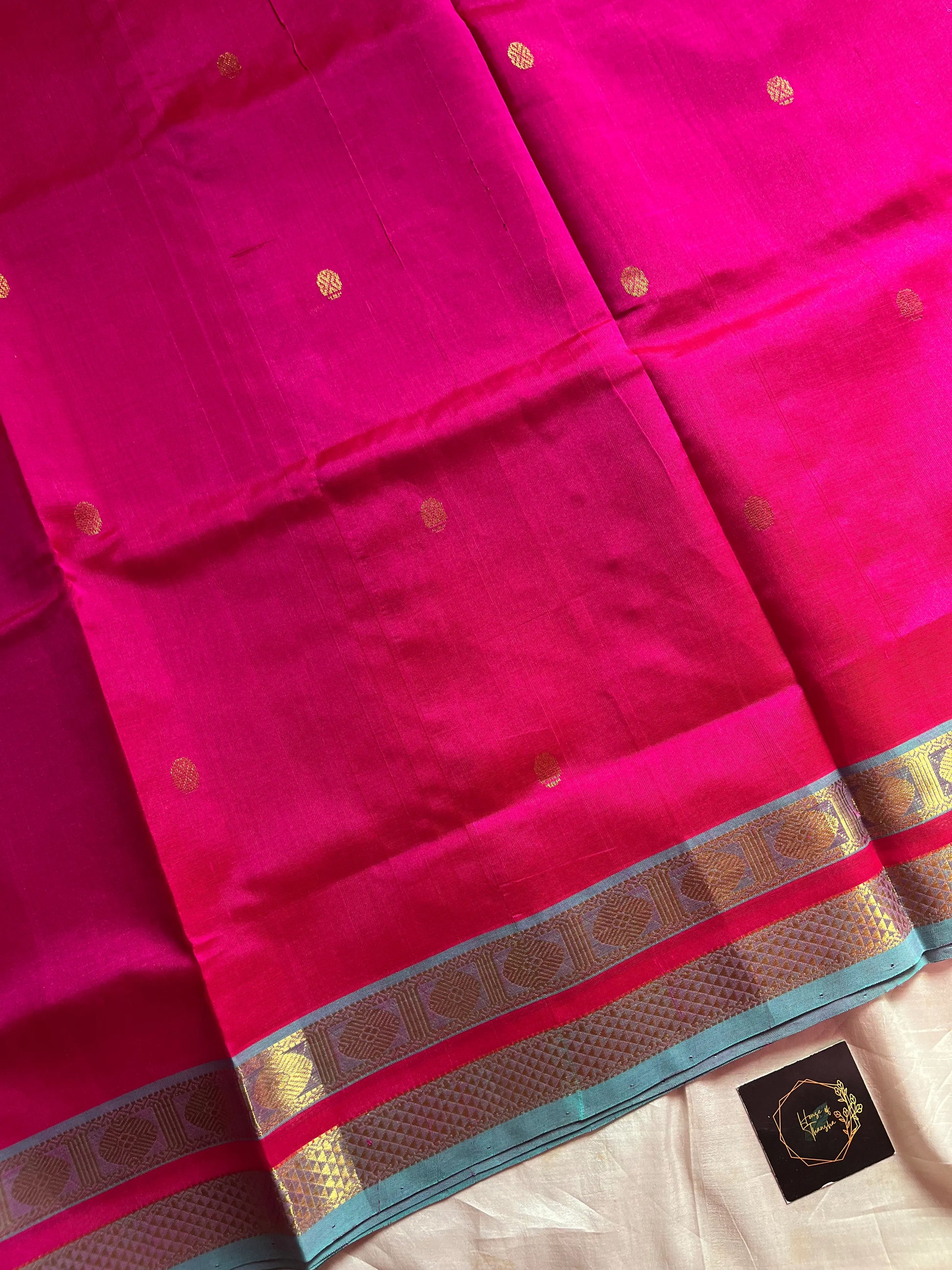 Pink Pure Handloom Kanchi Silk-Cotton Saree with Rich Zari & Blouse – Pattu Nool Edit by House of Thansha