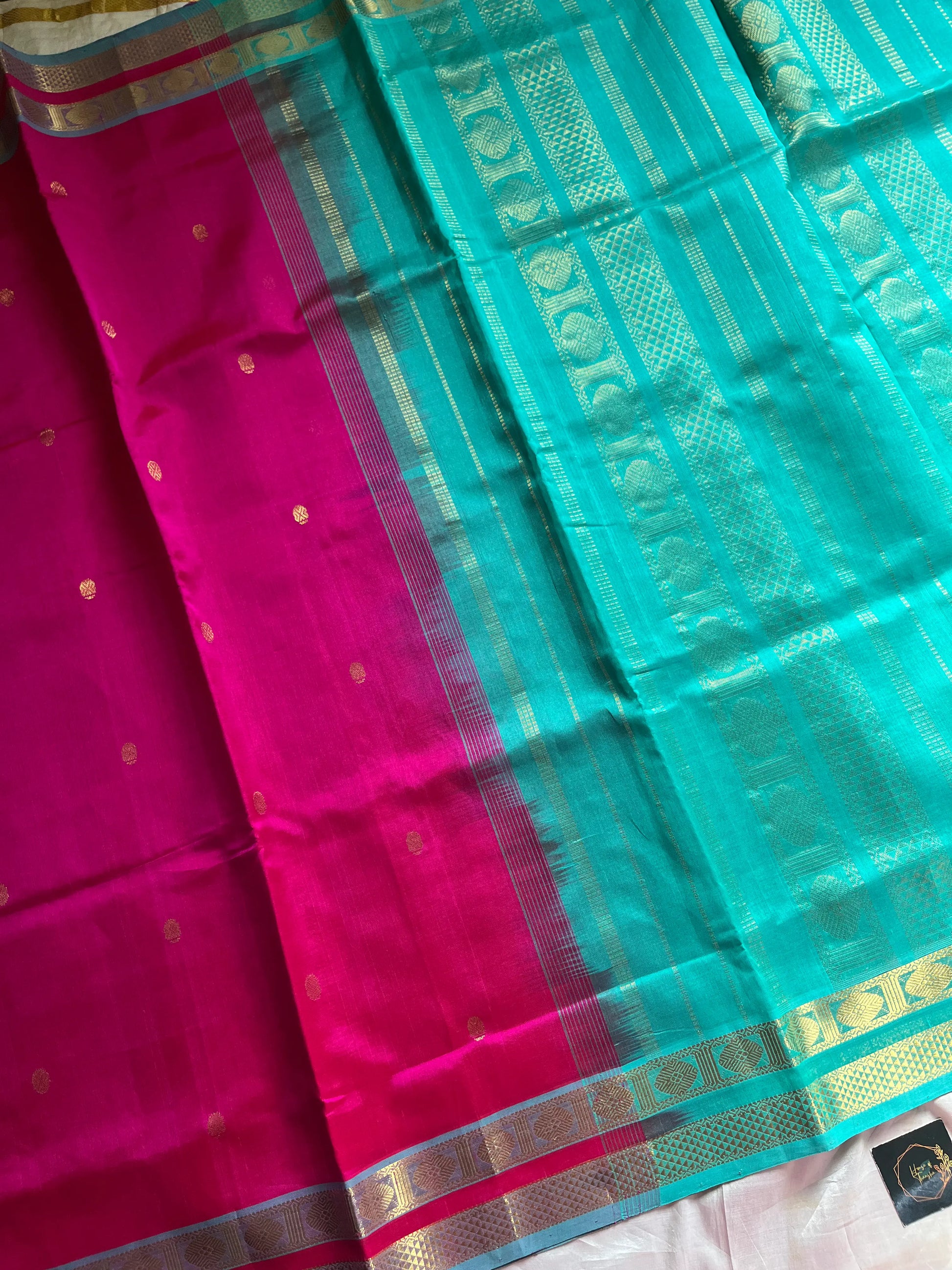 Pink Pure Handloom Kanchi Silk-Cotton Saree with Rich Zari & Blouse – Pattu Nool Edit by House of Thansha