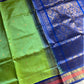 Parrot Green & Blue Pure Handloom Kanchi Silk-Cotton Saree with Rich Zari – Pattu Nool Edit by House of Thansha