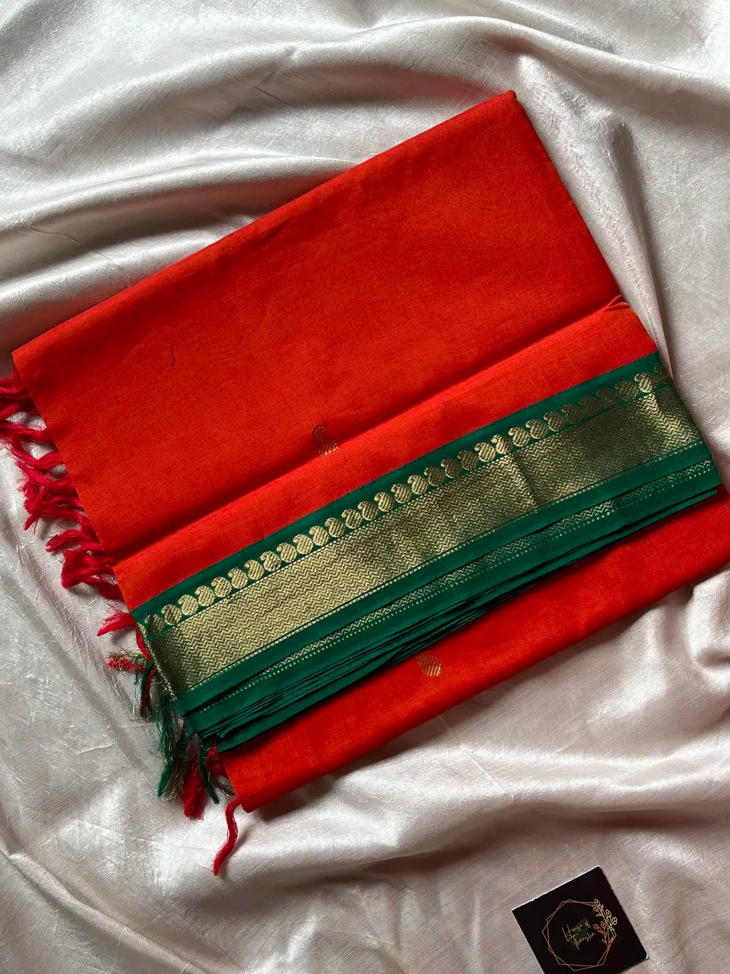 Throne Edit – Orange 120 Counts Mercerised Chettinadu Cotton Saree