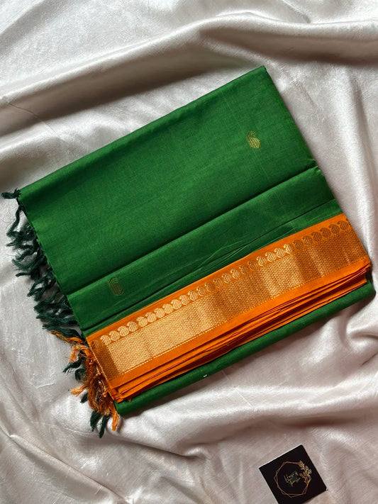 Throne Edit – Green & Yellow 120 Counts Mercerised Chettinadu Cotton Saree