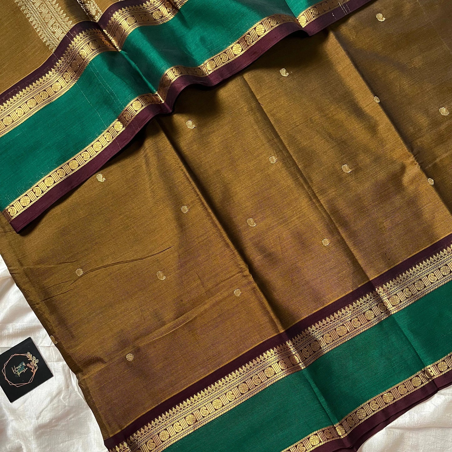 Throne Edit – Olive Brown 120 Counts Mercerised Kanchi Cotton Saree