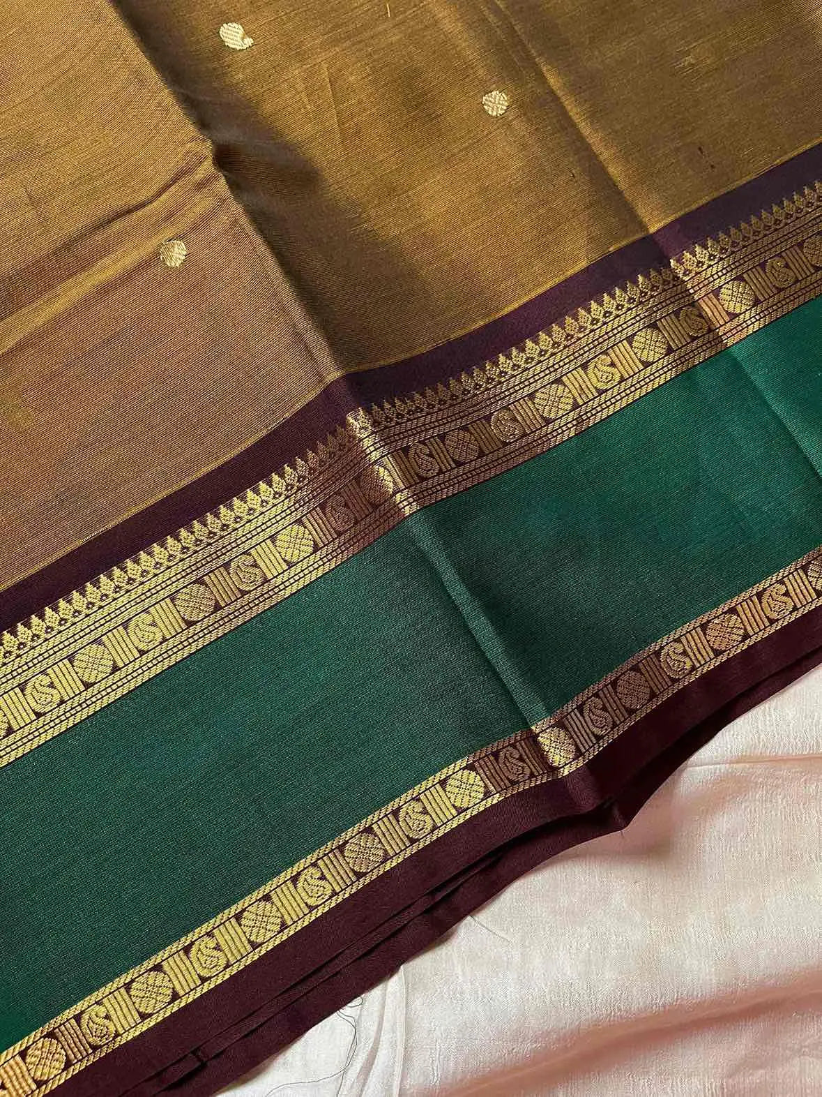 Throne Edit – Olive Brown 120 Counts Mercerised Kanchi Cotton Saree
