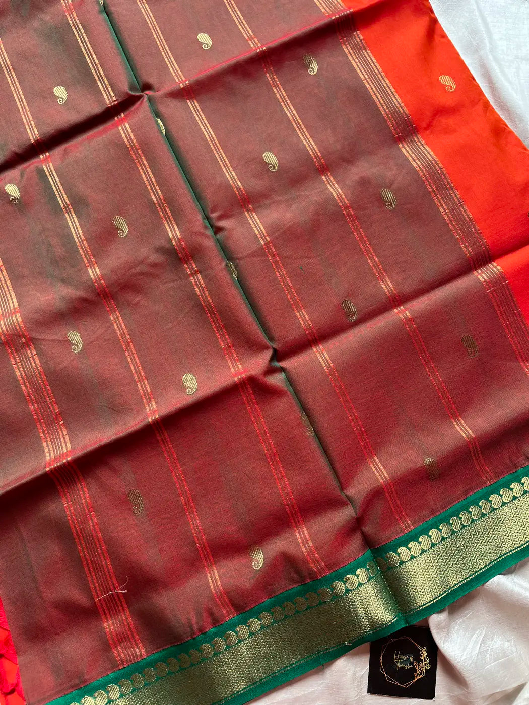 Throne Edit – Orange 120 Counts Mercerised Chettinadu Cotton Saree
