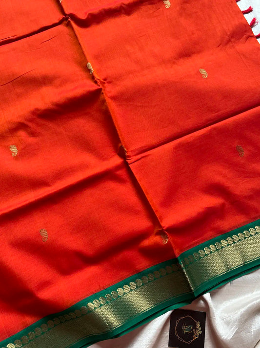 Throne Edit – Orange 120 Counts Mercerised Chettinadu Cotton Saree