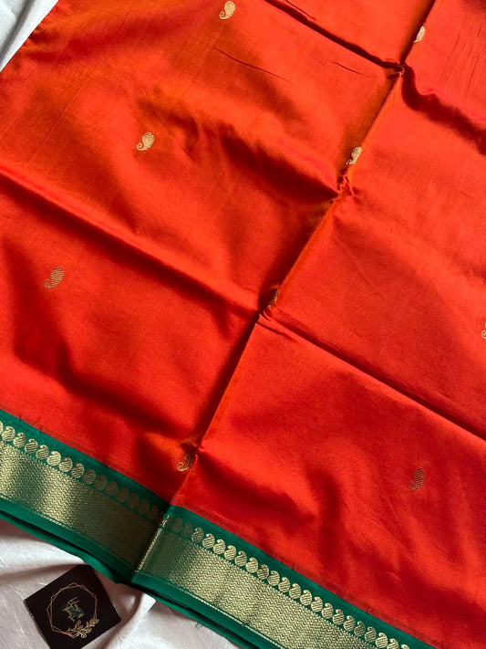 Throne Edit – Orange 120 Counts Mercerised Chettinadu Cotton Saree