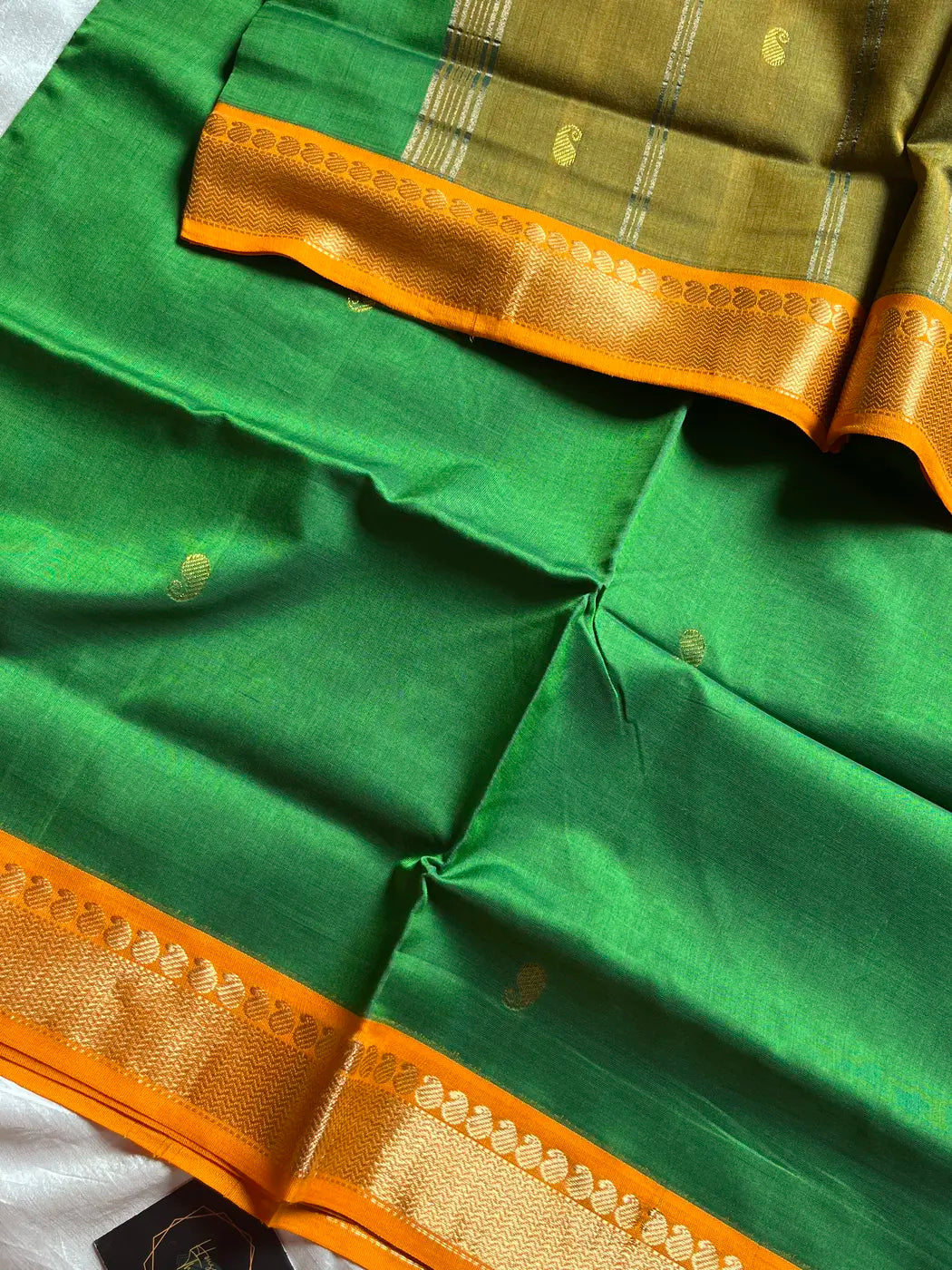 Throne Edit – Green & Yellow 120 Counts Mercerised Chettinadu Cotton Saree