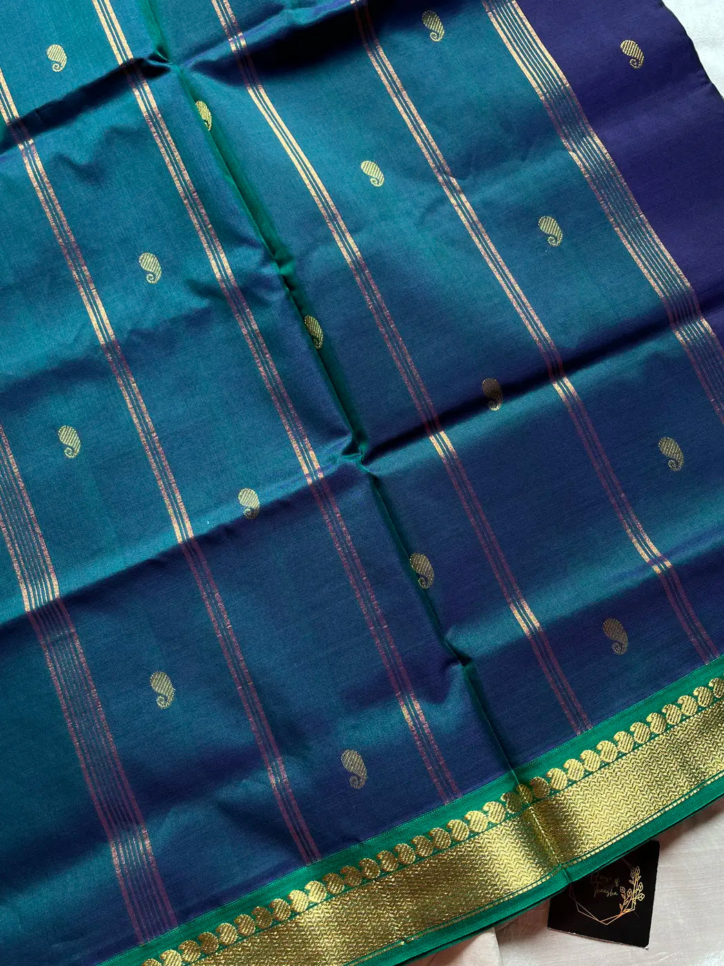 Throne Edit – Blue 120 Counts Mercerised Chettinadu Cotton Saree