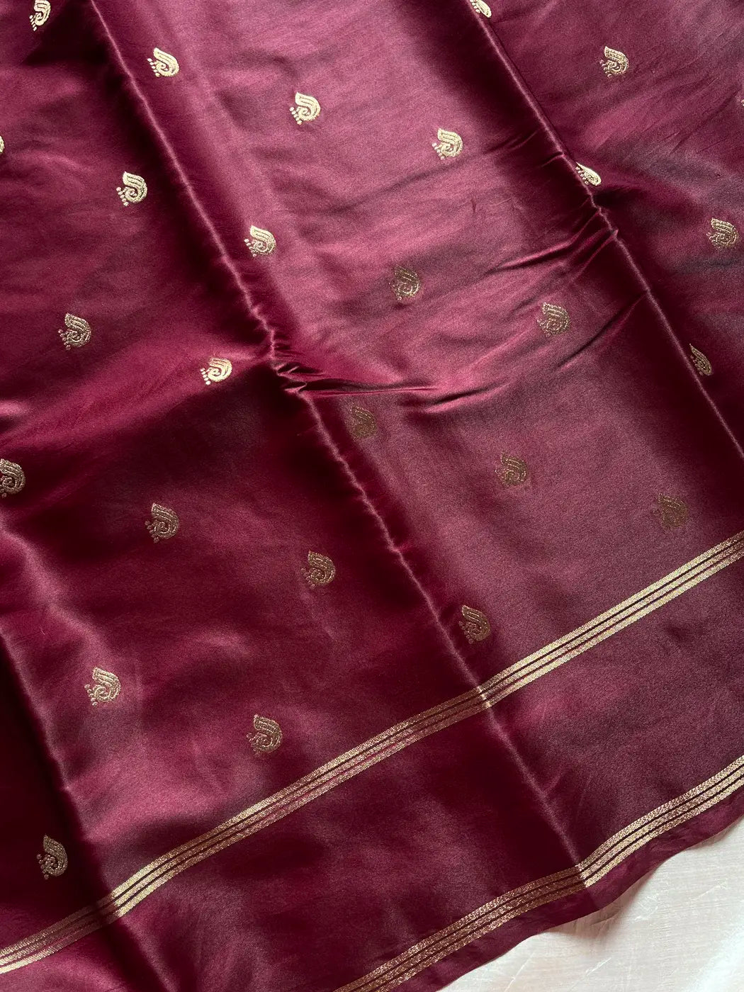 Crepe Silk Saree – Deep Wine