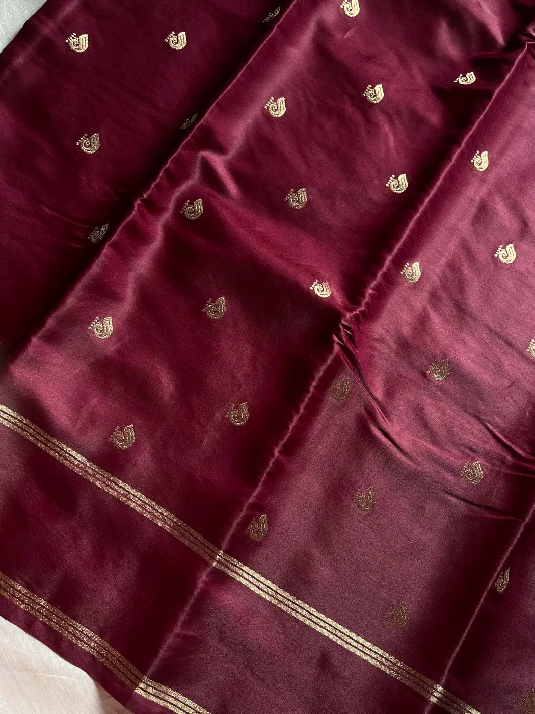 Crepe Silk Saree – Deep Wine