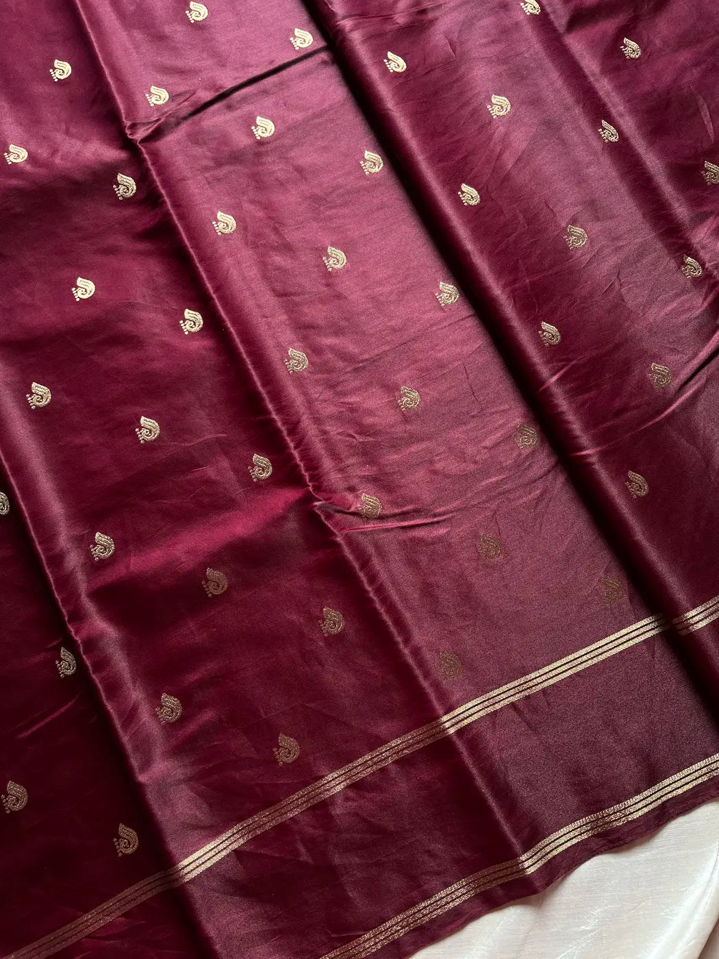 Crepe Silk Saree – Deep Wine