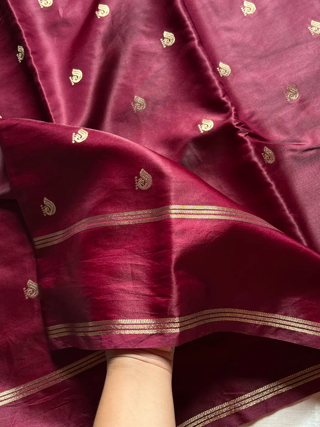 Crepe Silk Saree – Deep Wine
