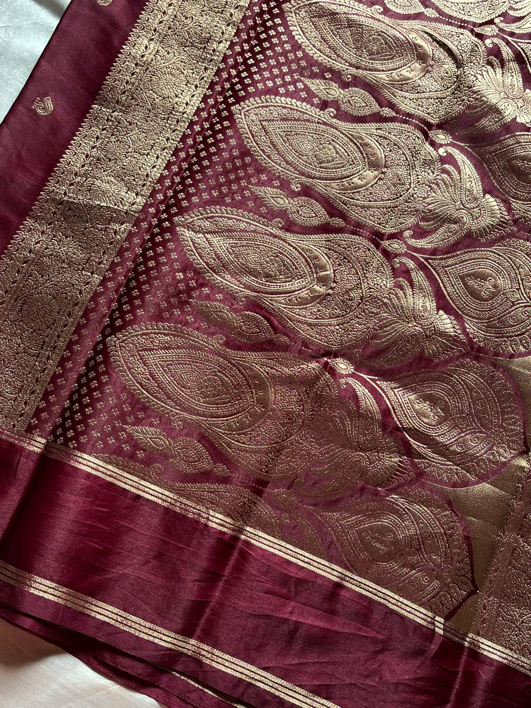 Crepe Silk Saree – Deep Wine