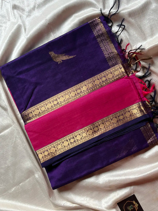 Pattu Nool Edit | Kanchi Silkcotton saree - Blue