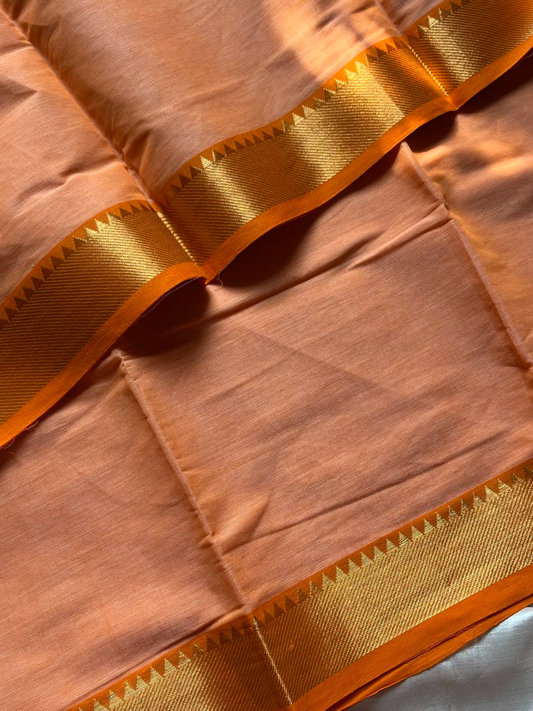 Minimal Border Edit - Orange Chettinadu Cotton Saree