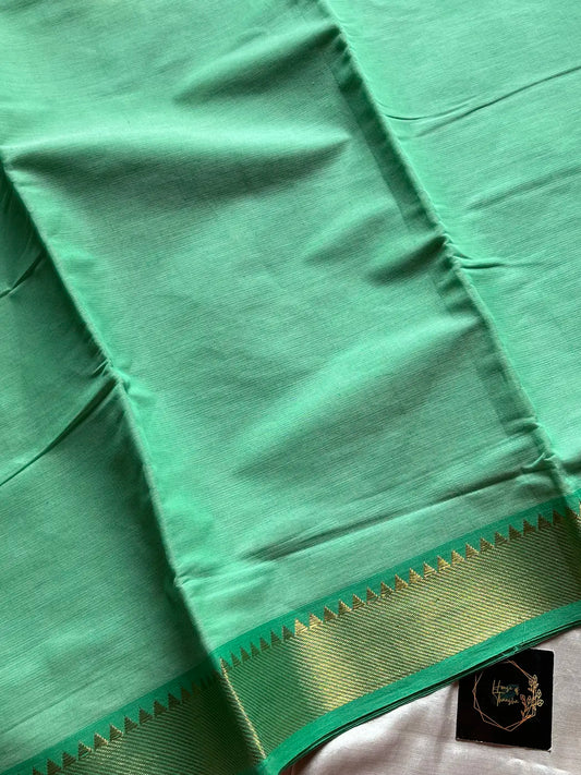 Minimal Border Edit - Mint Green Chettinadu Cotton Saree