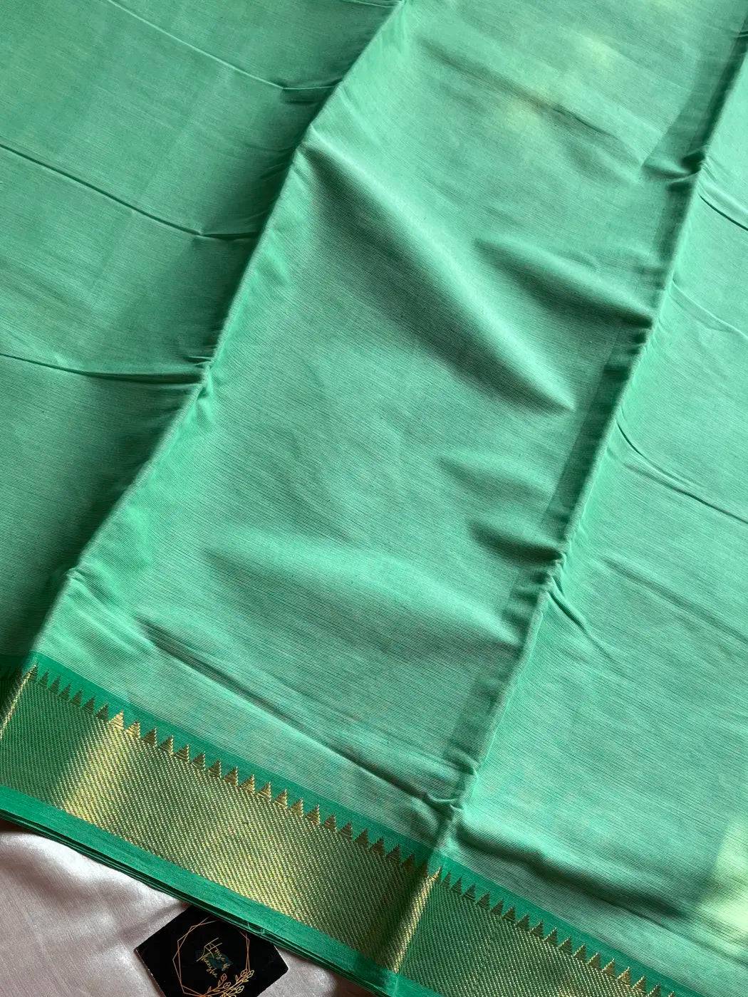 Minimal Border Edit - Mint Green Chettinadu Cotton Saree