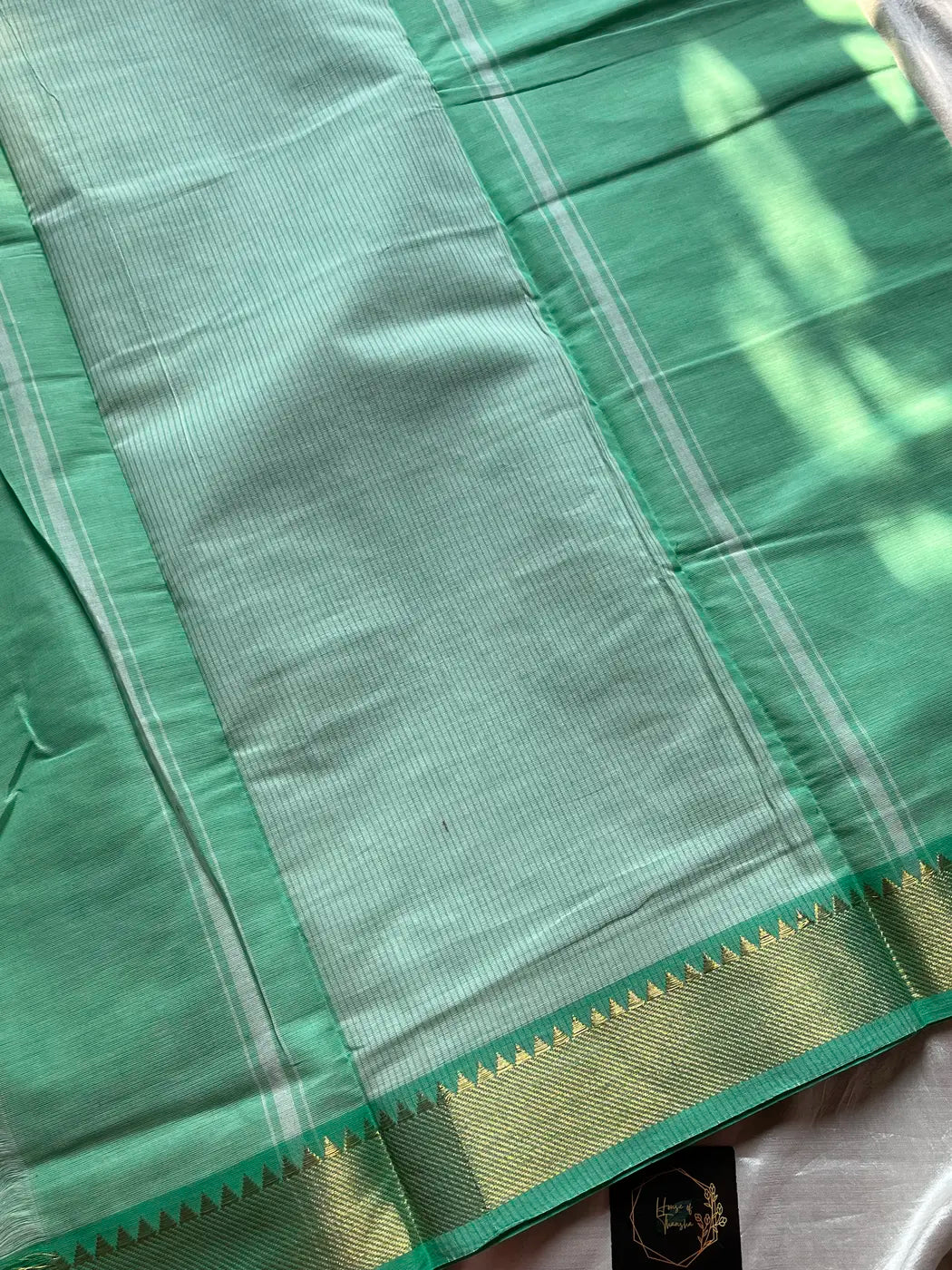 Minimal Border Edit - Mint Green Chettinadu Cotton Saree