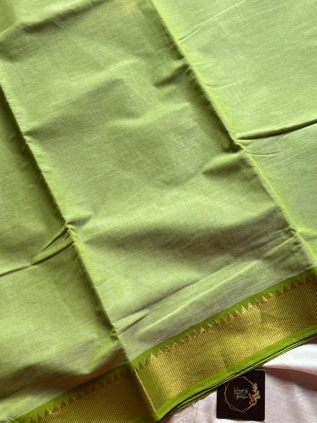 Minimal Border Edit - Green Chettinadu Cotton Saree