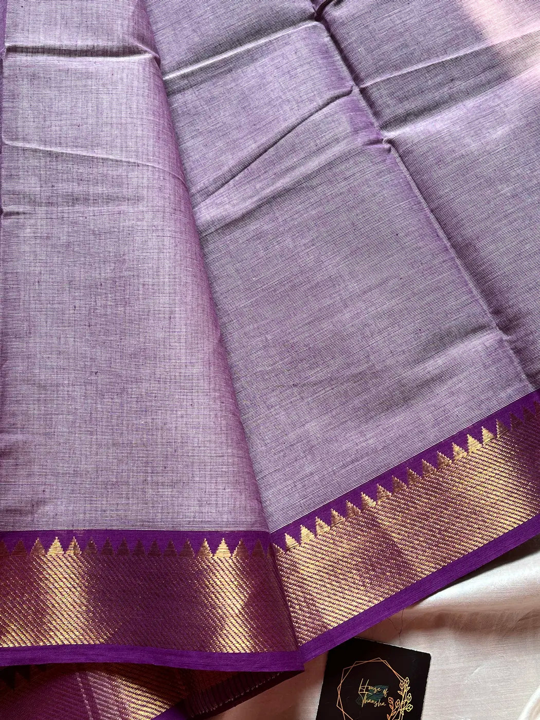 Minimal Border Edit - Lilac Chettinadu Cotton Saree