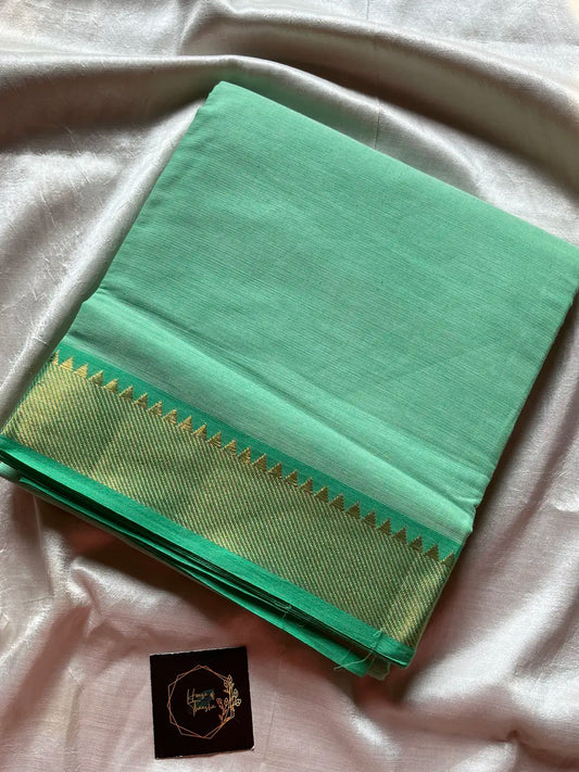 Minimal Border Edit - Mint Green Chettinadu Cotton Saree
