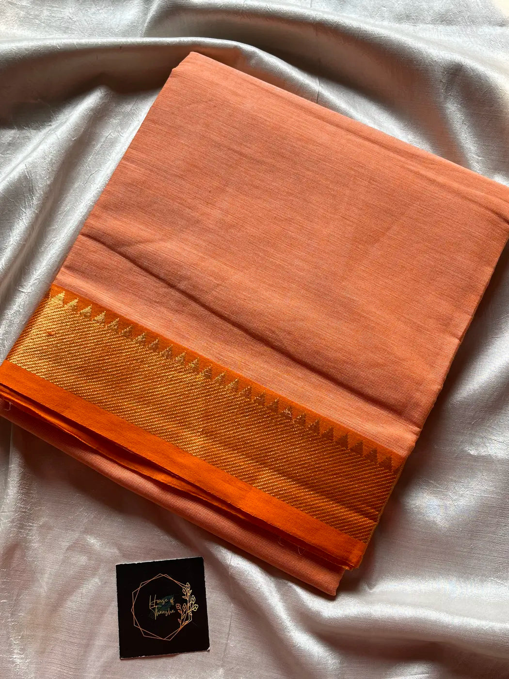 Minimal Border Edit - Orange Chettinadu Cotton Saree