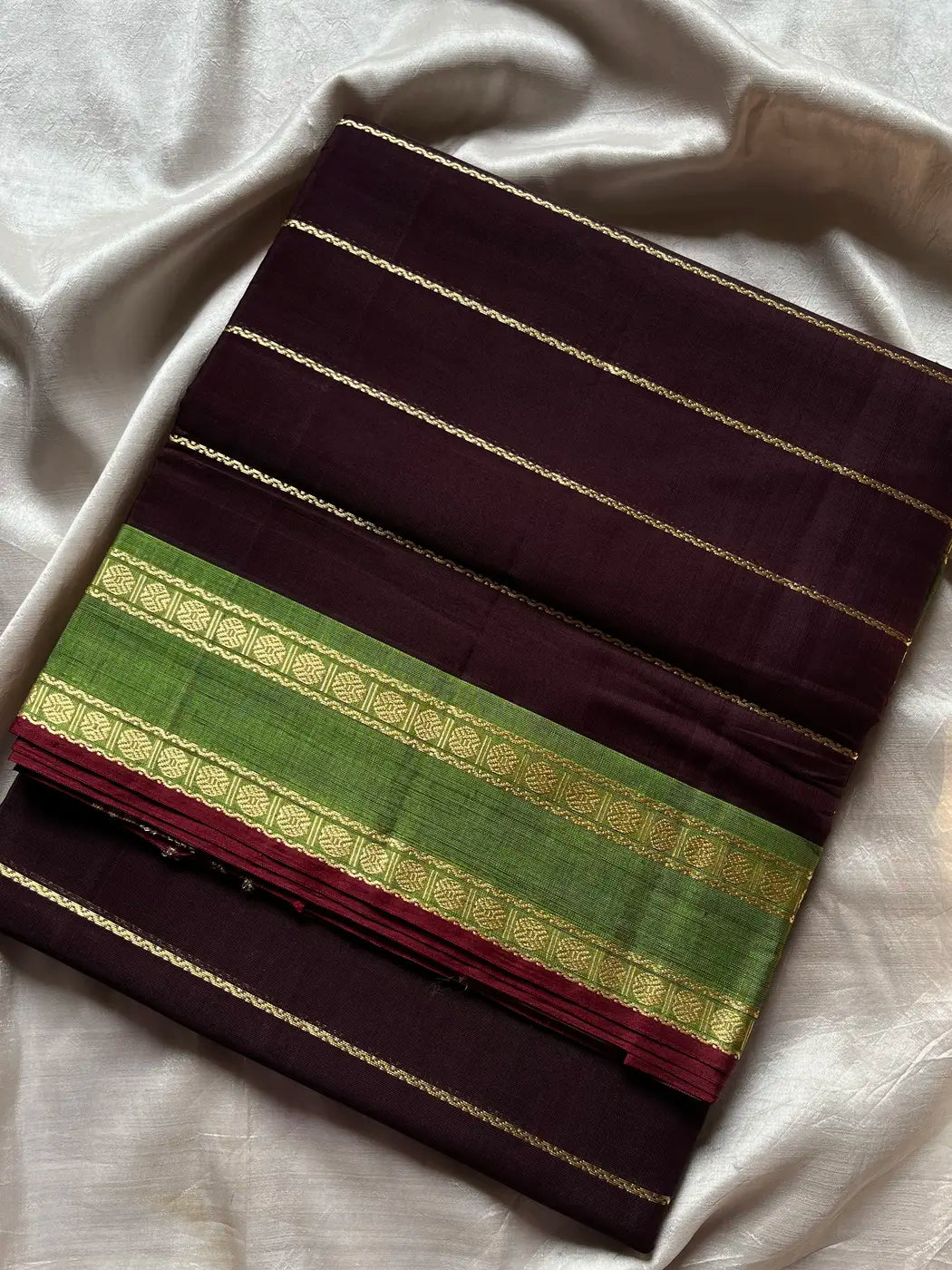 Devendra Saree – Coffee Brown | Handloom Vegan Art silk