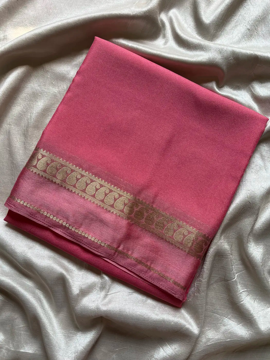 Semi Mysore Silk Saree – Coral Pink