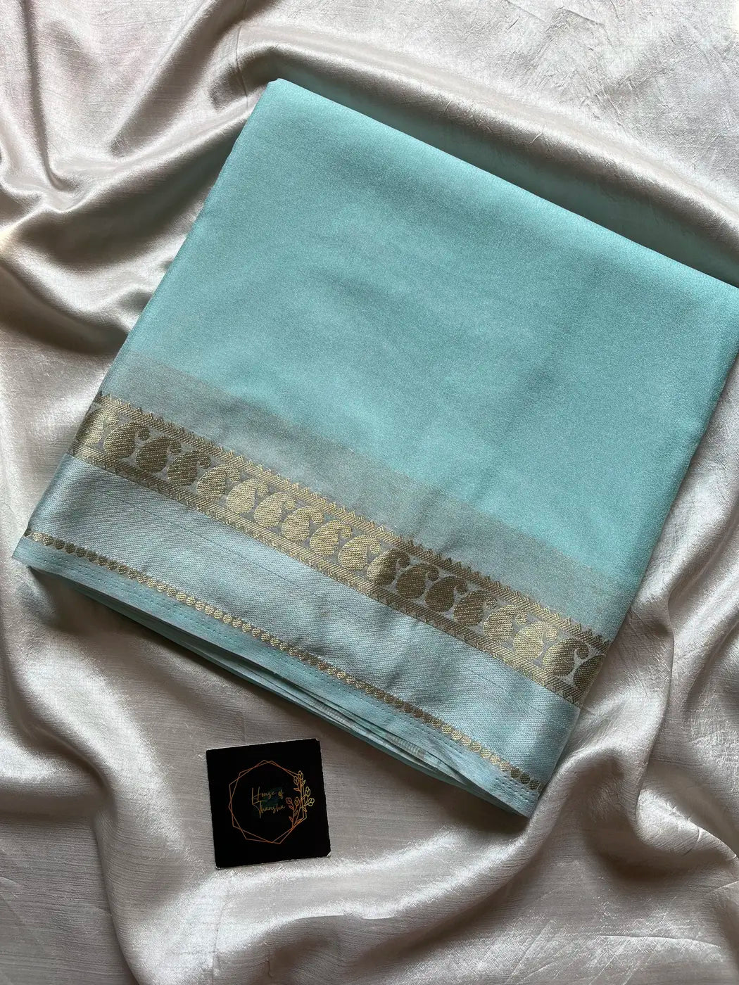Semi Mysore Silk Saree – Ice Blue