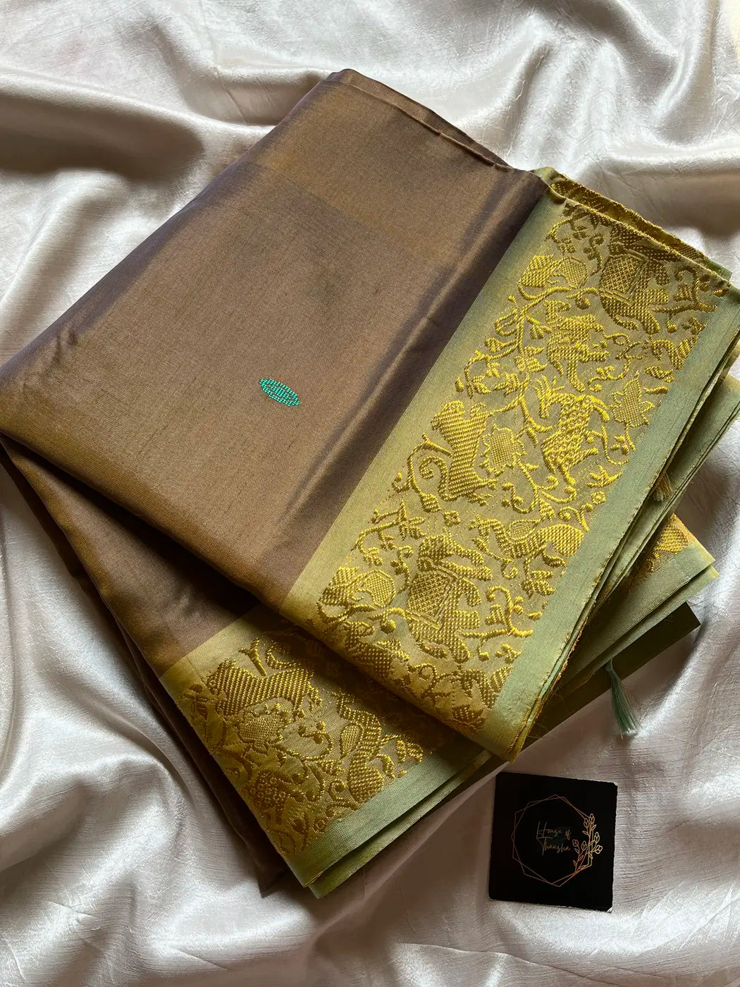 Vegan Silks | Chinnalampattu Saree – Pastel Mocha Brown