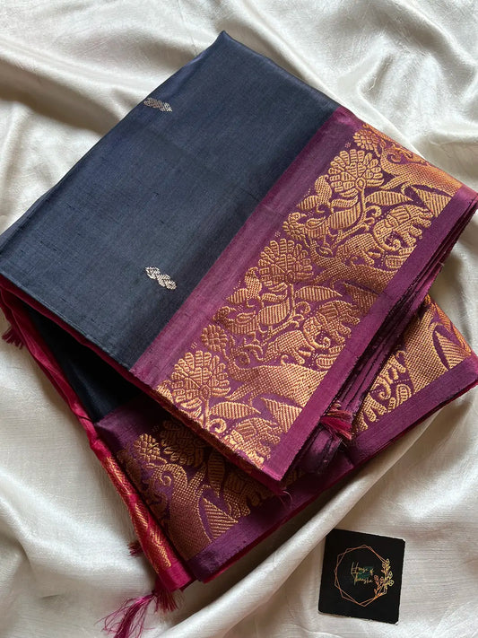 Vegan Silks | Chinnalampattu Saree – Slate Grey