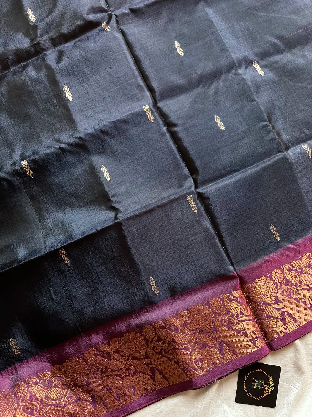 Vegan Silks | Chinnalampattu Saree – Slate Grey