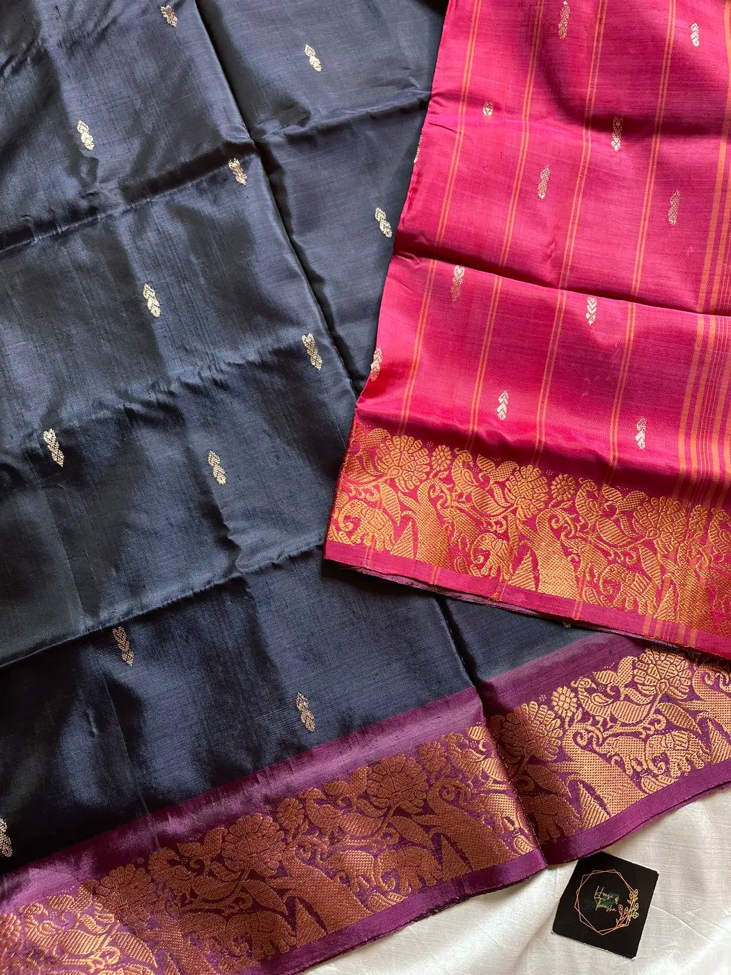 Vegan Silks | Chinnalampattu Saree – Slate Grey