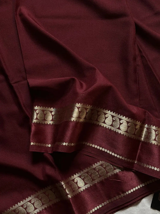 Semi Mysore Silk Saree – Coffee Brown