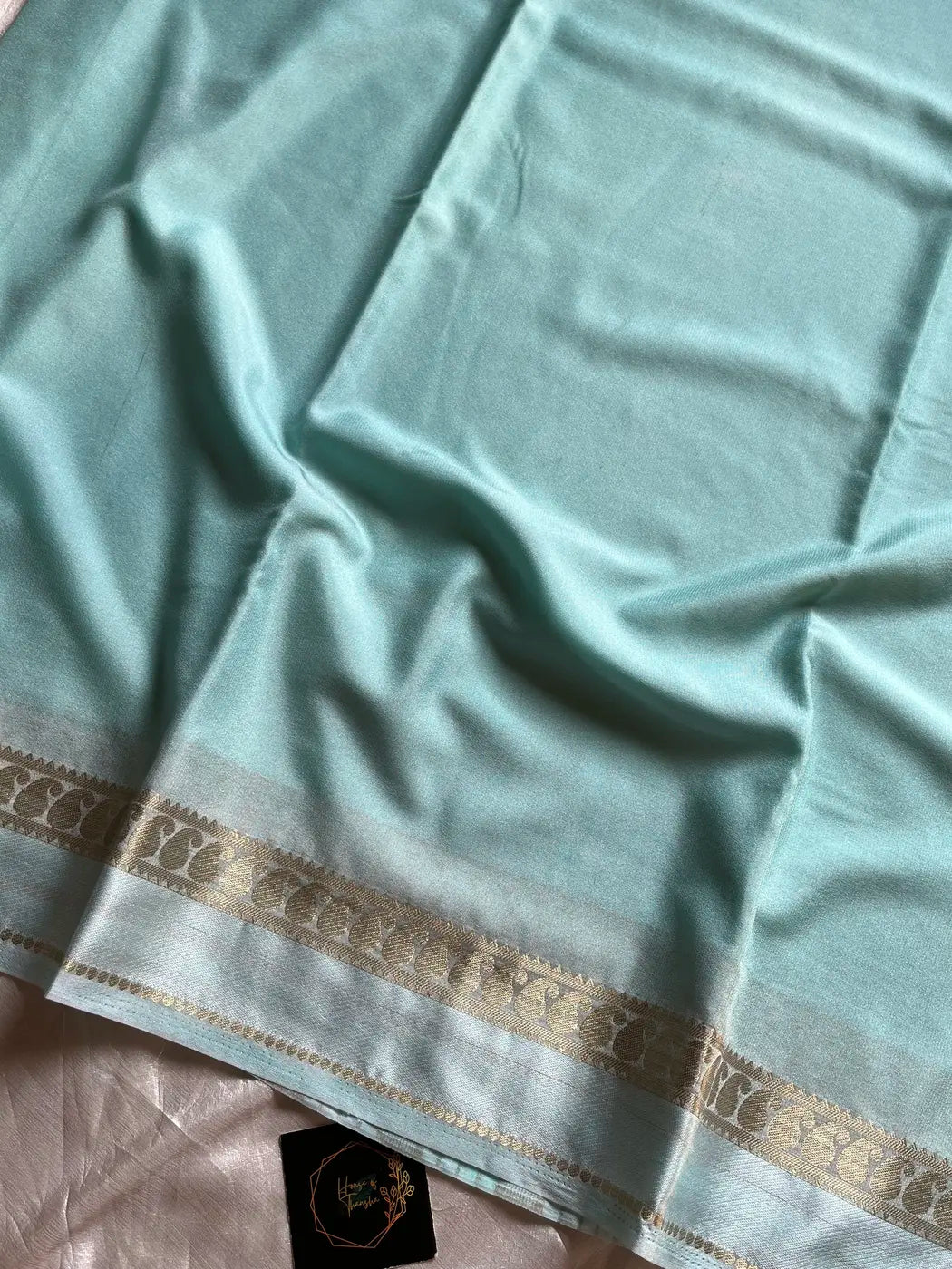 Semi Mysore Silk Saree – Ice Blue