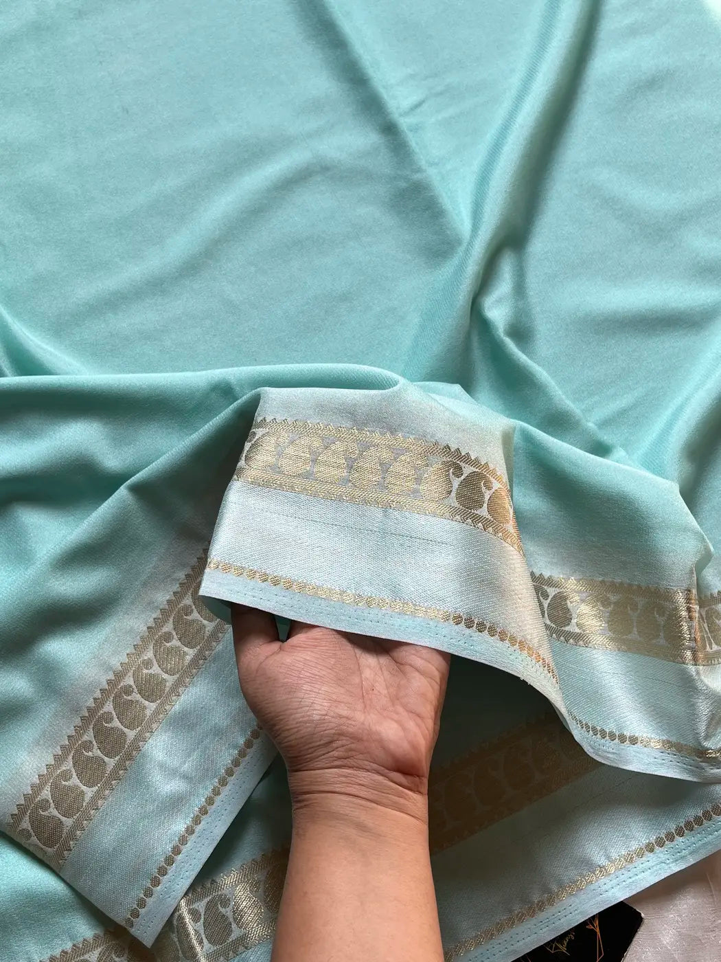 Semi Mysore Silk Saree – Ice Blue