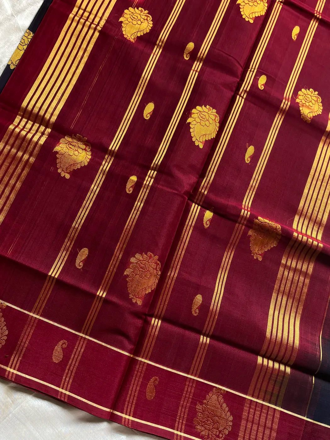 Vegan Silk Saree – Dark Blue Handloom Art Silk