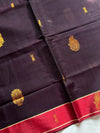 Vegan Silk Saree – Coffee Brown | Handloom Art Silk