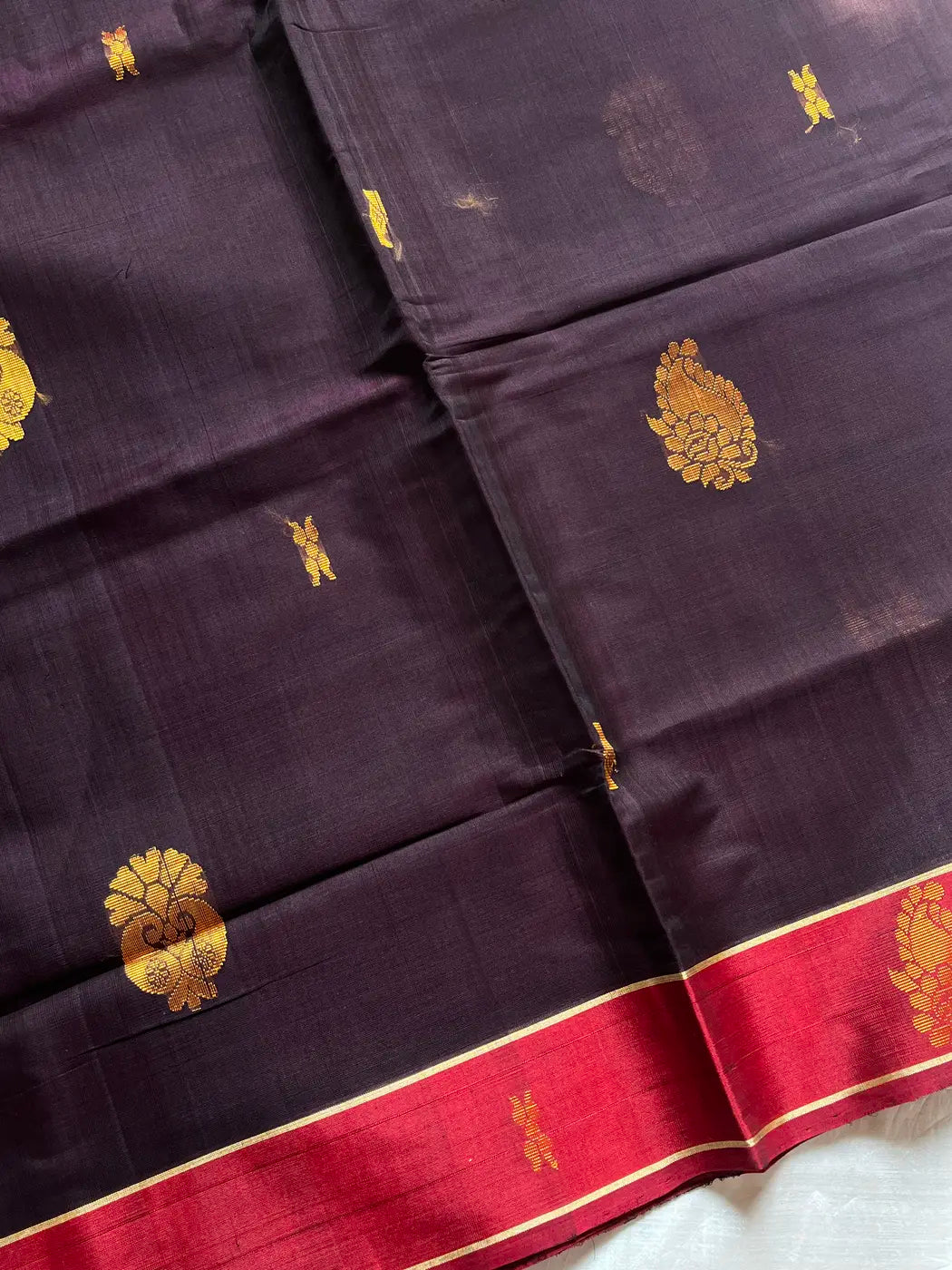 Vegan Silk Saree – Coffee Brown | Handloom Art Silk