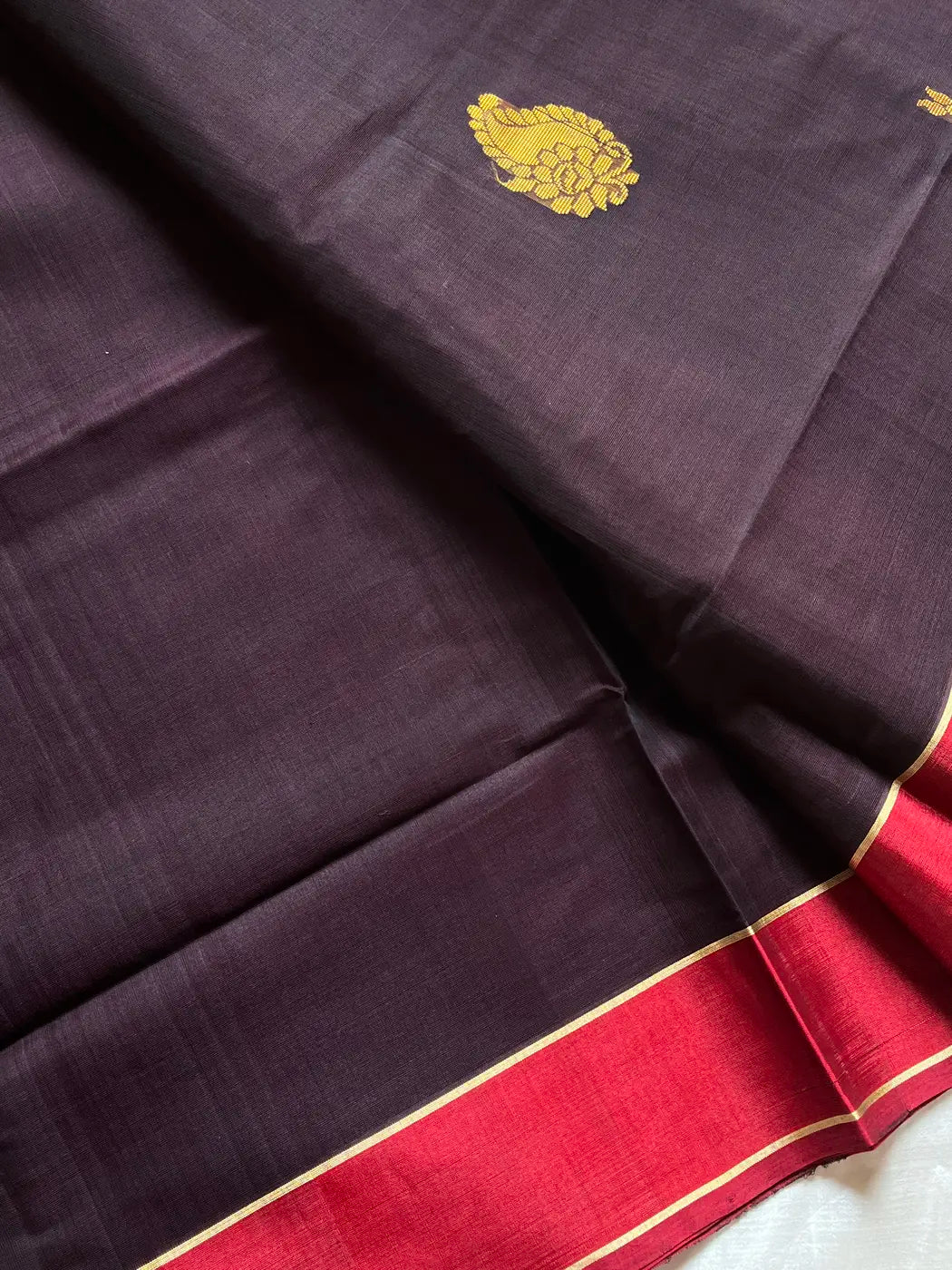 Vegan Silk Saree – Coffee Brown | Handloom Art Silk