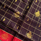 Vegan Weaves – Coffee Brown Checked Handloom Art Silk Saree
