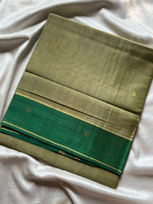 Vegan Silk Saree – Pastel green | Handloom Art Silk