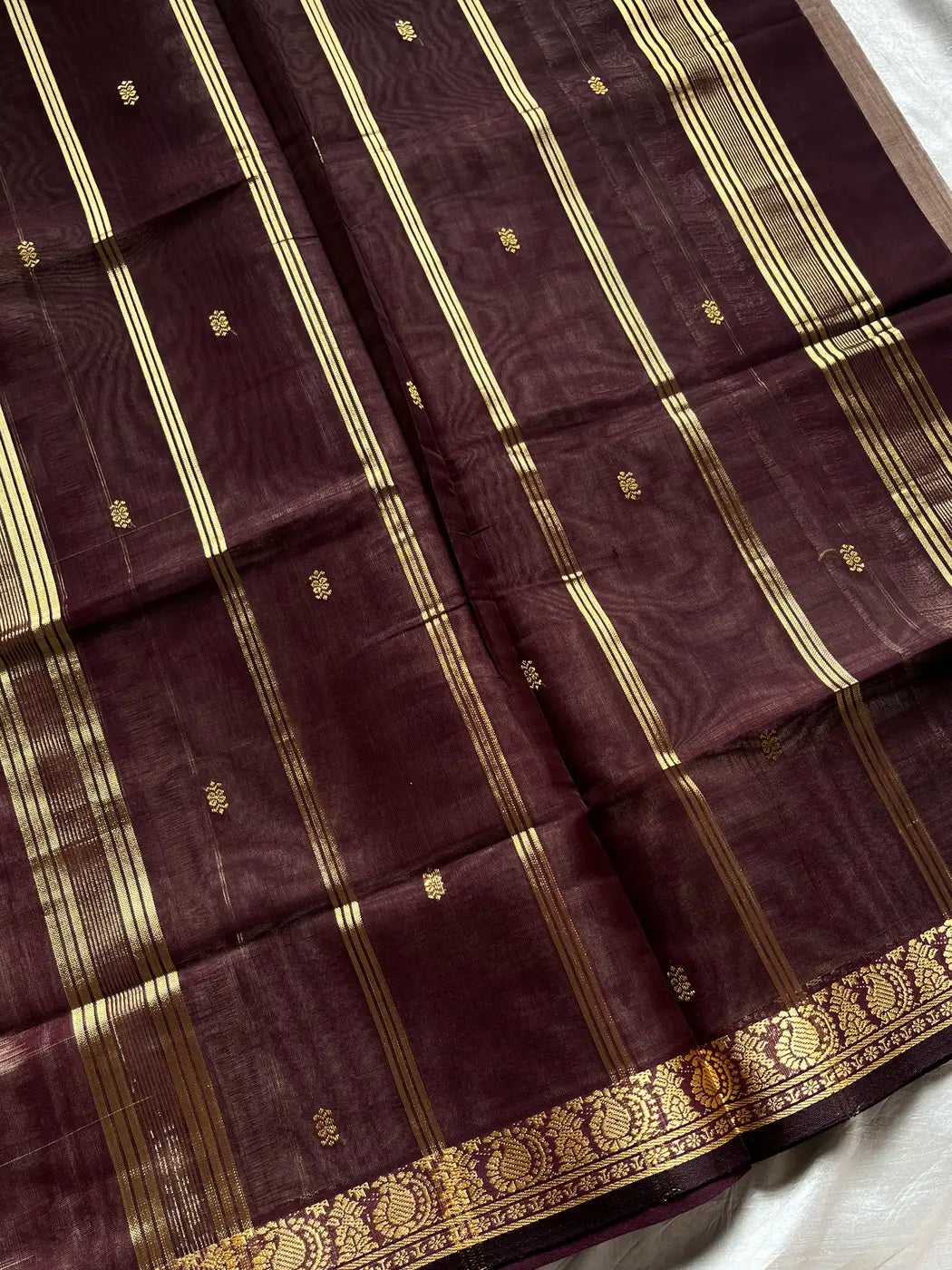 Vegan Silk Saree – Earthy Brown | Handloom Art Silk