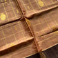 Vegan Weaves – Beige Caramel Checked Handloom Art Silk Saree