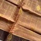 Vegan Weaves – Beige Caramel Checked Handloom Art Silk Saree