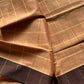 Vegan Weaves – Beige Caramel Checked Handloom Art Silk Saree