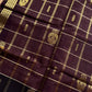 Vegan Weaves – Beige Caramel Checked Handloom Art Silk Saree