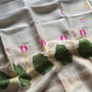 Handloom Silk Linen Jamdaani Saree - Cream White