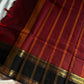 Maroon Kanchi cotton saree with kattam checks and dual borders – House of Thansha