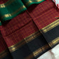 Maroon Kanchi cotton saree with kattam checks and dual borders – House of Thansha